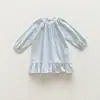 Ropa infantil estilo coreano, fresca y versátil, vestido para niña de cuello redondo, colección primavera 2026, vestido tipo pastel de algodón puro manga larga, vestido infantil