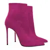 Botas de Moda Europeias e Americanas Transfronteiriças Bico Fino Salto Alto Zíper Lateral Botas Femininas Comércio Exterior Botas Femininas 12cm