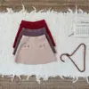 Cutemily Outono e Inverno Meninas Cardigan Suéter Vermelho Retrô + Saia de Tricô com Laço Traje Fofo para Bebê Menina