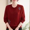 Nueva colección otoñal elegante y ligera para mamás: Cárdigan de punto abierto, suéter de moda para primavera y otoño para mujeres de mediana edad y mayores