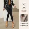 Medias Negras Gruesas y Cálidas de Forro Polar Gris de Una Pieza para Mujer, Medias Falsas Transparentes de Pantyhose para Mujer, Otoño e Invierno