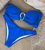 Biquíni Tomara que Caia de Verão para Praia Moda Férias Roupa de Banho de Fonte Termal Cor Sólida Estilo Europeu e Americano para Mulheres