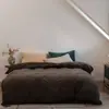 Estilo Japonés Wabi-Sabi Estilo Perezoso Juego de Cuatro Piezas de Terciopelo de Alto Gramaje Sábana de Cama de Felpa Corta de Color Sólido Mezclado