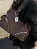 Bolsa Tote de Grande Capacidade com Textura Fosca e Decoração de Zíper, Design de Nicho Transfronteiriço, Nova Moda 2025, Bolsa de Ombro para Mulheres