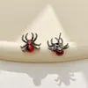 Brincos Estilo Gótico Escuro Punk Cristal Vermelho Tarraxas de Aranha Série de Insetos Designer de Nicho Acessórios de Orelha