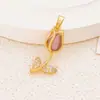 Colgante de Tulipan con Piedra Ojo de Gato para Mujer, Diseño de Nicho, Versátil y de Gama Alta, Accesorios para Joyería DIY que No se Desvanecen