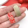 Placa de caractere chinês de bênção bolsa da sorte auspiciosa pingente de leque pulseira DIY acessórios de joias pingente de liga maré