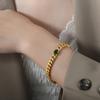 Elegante traje de joyería de acero de titanio chapado en oro con diseño de circonita incrustada con cadena cubana de nicho retro combinable de estilo chino