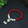 Pulsera de cinabrio antigua de moda con cuentas de Buda, pulsera de loto de mujer con arena de cristal natural de mano, productos genuinos