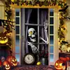 Pegatina de Puerta de Horror de Halloween Transfronteriza Cubierta de Puerta de Calavera de Payaso Simulada 3D Decoración de Puerta para Fiesta de Casa Embrujada Sala de Escape