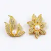 Broche de Liga de Strass e Pérola Broche de Folha de Girassol de Temperamento de Alto Padrão para Mulheres Acessórios para Blazer de Terno Casaco Venda por Atacado