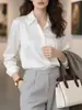 Camisa de Manga Larga Elástica en Cuatro Direcciones para Mujer, Nuevo Diseño Otoño 2026, Estilo de Nicho, Camisa Femenina Estilo Hong Kong Madura pero Juvenil, En Stock