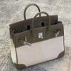 Nuevo Bolso Platinum de Lona Bolso Cruzado para Mujer Costuras Casuales Bolso de Contraste Gran Capacidad Cuero Genuino Portátil Bolso de Hombro Kelly