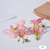 Flor Artificial de 3 Puntas Colorida Flor de Orquídea Mariposa Cadena DIY Pasador Material de Flor Flor Falsa Accesorio para Foto Decoración del Cabello Flor de Seda