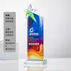 Novo troféu de cristal em forma de estrela de cinco pontas personalizado para funcionários de destaque, novos membros da equipe, fornecedores, parceiros e o trabalhador do ano.