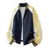 Chaqueta Nueva de Otoño para Hombre Enbu, Chaqueta Unisex Casual Simple Versátil de Estilo Coreano a Rayas con Cuello de Béisbol