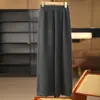 Pantalones de punto 100% lana de tiro alto, largos hasta el suelo, con diseño de dobladillo de flecos, versátiles y elegantes, pantalones casuales para mujer