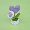 Ramo de Corazones de Hilo Tejidos a Crochet Terminados Planta en Maceta Adorno Decorativo Lindo Regalo para Maestro, Amigo o Mejor Amigo