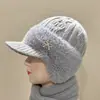 Chapéus de Outono e Inverno para Pessoas de Meia-Idade e Idosos, Proteção Auricular e Aquecimento, Chapéus de Tricô de Pelo de Coelho, À Prova de Vento e Veludo, Chapéus de Lã à Prova de Frio para Mulheres e Mães