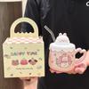 Taza de Paja con Tapa de Conejito Linda, Vaso de Agua para el Hogar de Niña Atractiva, Regalo de Cumpleaños para la Oficina, Souvenir