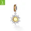 Colgante Corazón Sol Chapado en Platino de Cobre Tono Plateado Accesorios Estilo Europeo y Americano Mariposa Flor Cuentas para Manualidades