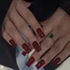 Puntas de Uñas Portátiles de Venta Caliente Transfronterizas con Acabado de Alta Gama, Pegatinas para Uñas Cuadradas Cortas Estilo Ins, Uñas Postizas Sencillas Brillantes, 24 Piezas