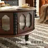 Mesa de café retro francesa de madera maciza para apartamento pequeño estilo mediados de siglo sala de estar combinación para el hogar almacenamiento mesa de café de almacenamiento mesa de té redonda