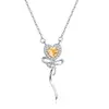 Collar Corazón de Océano de Plata de Ley S925 Colgante de Cristal Natural para Mujer Incrustación Seiko Moda Simple Venta al por Mayor en Vivo