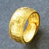Popular Anillo Ajustable Chapado en Oro de 24 Quilates para Hombre, Retención de Color Duradera, Joyería de Oro Arenado, Latón Chapado en Oro Imitación para Mujer