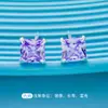 Brincos de zircônia em prata de lei s925 simples moda quatro garras diamante quadrado brincos quadrados brincos de pedra de nascimento acessórios