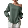 Sudadera Inclinada Moda Casual Otoño e Invierno 2025 Nueva Transfronteriza Europea y Americana Comercio Exterior Ropa para Mujer Color Sólido Cuello Inclinado