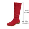 Novedad Otoño 2024 Botas de Caña Larga Plisadas Holgadas de Comercio Exterior Transfronterizo para Mujer, Gamuza, Talla Grande, Tacón Grueso, Punta Fina, Estilo Europeo y Americano, Wish