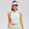 Colete Polo Amazon Transfronteiriço Feminino Gola Reversível Yoga Tênis Esportivo Top Gradiente Com Bojo Fixo Roupa de Tênis para Mulheres