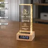 Personalização de Troféu de Cristal Luminoso, Relógio de Madeira Maciça Criativo, Ornamentos de Medalha, Lembranças para Eventos de Reunião Anual de Empresa para Funcionários