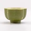 Xícara Pequena de Tangerina Verde com Pétalas Douradas, Xícara de Degustação em Cerâmica, Cor Tradicional Chinesa, Estilo Chinês Conjunto de Chá Kung Fu Xícara Única