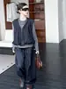 Conjunto de tres piezas para niñas: chaleco retro y pantalones de pierna ancha, nuevo estilo casual suelto de mezclilla para primavera y otoño para niños mayores