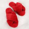 Pantuflas cruzadas peludas para mujer, otoño e invierno, nuevas pantuflas de interior con suela plana