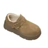 Sapatos Birkenstock de Pelúcia com Solado Grosso Retrô Feminino Outono Inverno Novo Versátil Confortável Casual Plataforma Fivela Slip-on Tendência