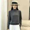 Suéter de Tricô Pulôver Andi Velvet Novo Estilo Coreano Gola Meia-Alta para Mulheres, Camisa Básica Fashionável para Outono e Inverno
