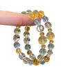 Pulsera de Aguamarina Amarilla Imitación, Diseño de Nicho de Lujo Ligero Estilo Ins, Pulsera de Cristal Blanco, Regalo para el Festival Qixi