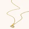 Collar con Colgante de Corazón con Pedrería Estilo Ins Transfronterizo Europeo y Americano, Acero Inoxidable Chapado en Oro de 18 Quilates, Diseño de Nicho, Colgante de Lujo Ligero