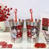 Signo de interrogación Niños y Niñas Engrosado Resistente a Caídas Acero Inoxidable Taza de Cepillo de Dientes para Pareja Taza Simple para Enjuague Bucal Taza Creativa para Enjuague Bucal