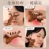 Pente Multifuncional Quatro em Um de Sândalo para Terapia Capilar, Gua Sha, Desobstrução de Meridianos e Pente de Massagem para Rosto, Olhos e Couro Cabeludo