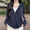Chaqueta Gruesa de Manga Larga con Doble Cremallera Otoño/Invierno de Fábrica para Mujer, Holgada, Estilo Perezoso, Ropa Exterior Versátil, Top Adelgazante