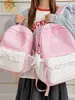 Mochila de Viagem Fofa com Estampa Xadrez e Bolinhas com Acabamento em Renda Estilo Menina Doce Mochila Escolar Série Doce Grande Festa de Estudante