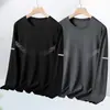 Nueva colección Primavera/Otoño 2026: camiseta base elástica para hombre, camiseta de manga larga con cuello redondo, ropa de moda para primavera/otoño