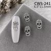 Joyería para decoración de uñas con diamantes 2024, nuevo estilo retro oscuro de Halloween, personalidad de araña, accesorios de aleación de calavera para uñas