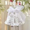 Textura de Cristal Encaje de Cisne Acrílico con Purpurina Copo de Nieve Transparente Colgante de Árbol de Navidad Colgante Decoración de Campana