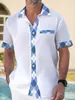 Camisa de Manga Corta con Estampado Digital Estilo Hawaiano para Vacaciones, Nueva Moda Tendencia Europea y Americana para Hombre