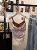 Camisole de Renda Roxa com Bolinhas e Retalhos para Mulheres, Peça Externa de Verão, Design de Nicho, Top Justo Sexy Sem Mangas